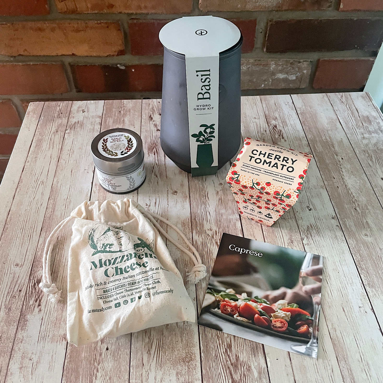 The Bespoke Post box came with items like a Mozzarella Cheese Making Set and Cherry Tomato Seed Kit.